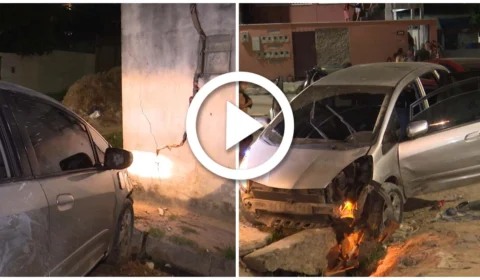 VÍDEO: assaltantes armados batem carro em fuga no Bairro Novo Reino, Zona Leste de Manaus