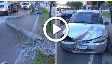VÍDEO: médica perde controle de carro e bate em árvore na Zona Centro-Sul de Manaus