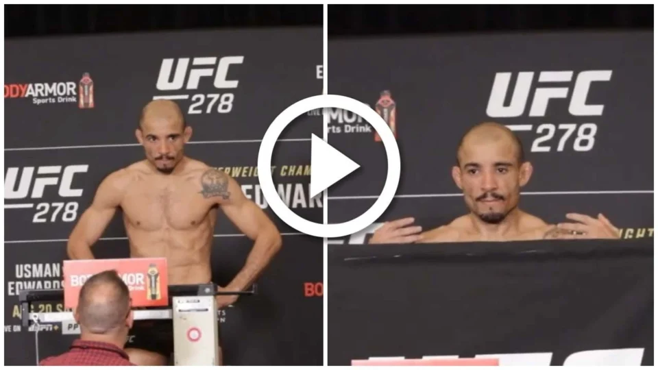 VÍDEO: Amazonense José Aldo tira roupa durante pesagem para confirmar presença no UFC 278 neste sábado (20)