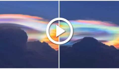 VÍDEO: nuvem Pileus com cores do arco íris é visto na China