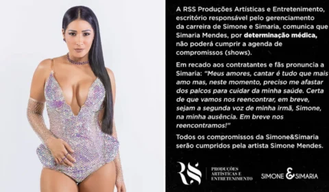 Cantora Simaria anuncia pausa na carreira para cuidar da saúde