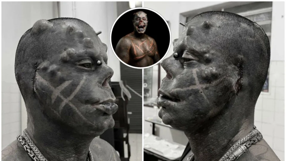 Conhecido como ‘Diabão’, homem manda remover orelhas após mais de 60 modificações e 85% do corpo tatuado