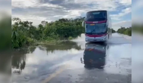 VÍDEO: trecho da BR-174 está completamente alagado por conta da cheia deste ano