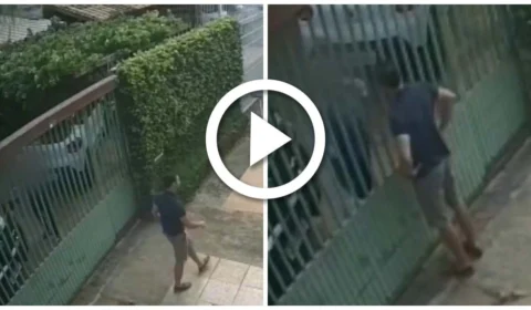 VÍDEO: câmera flagra mulher sendo agredida no portão de casa no DF