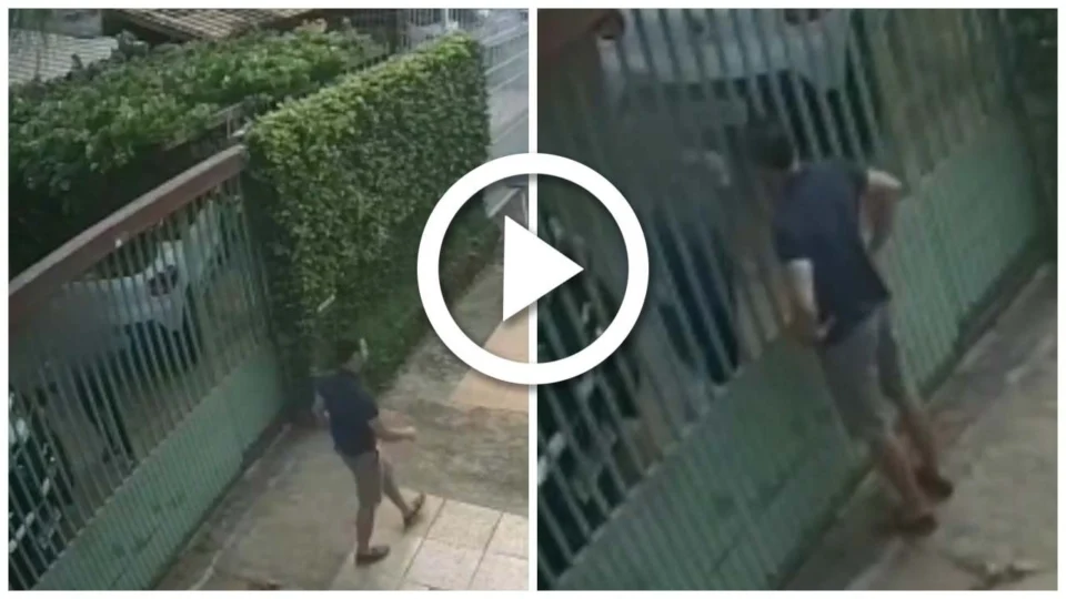 VÍDEO: câmera flagra mulher sendo agredida no portão de casa no DF