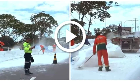 VÍDEO: acidente com carreta deixa trânsito lento na Zona Oeste de Manaus
