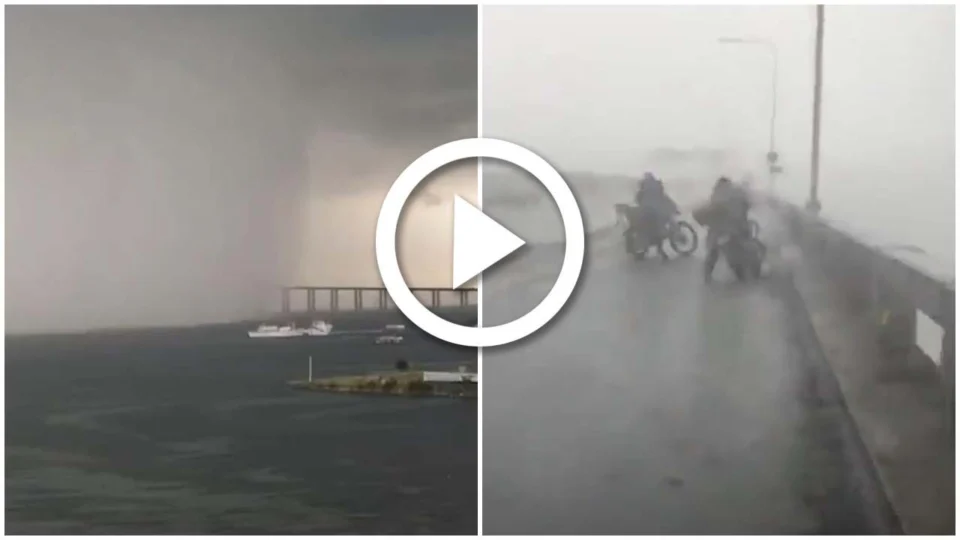 VÍDEO: Ponte Rio-Niterói é ‘engolida’ por tempestade no Rio de Janeiro