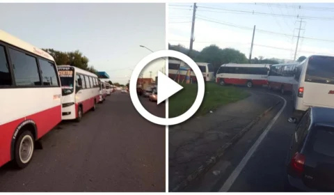 Vídeo: motoristas de micro-ônibus realizam manifestação na Avenida Torquato Tapajós, em Manaus