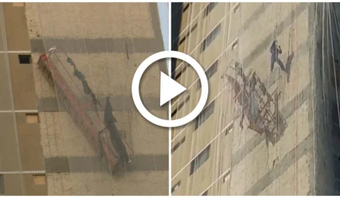 VÍDEO: cabo rompe e operários ficam pendurados no 10º andar na Zona Centro-Sul de Manaus