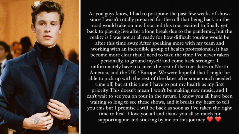Shawn Mendes cancela turnê para cuidar da saúde mental