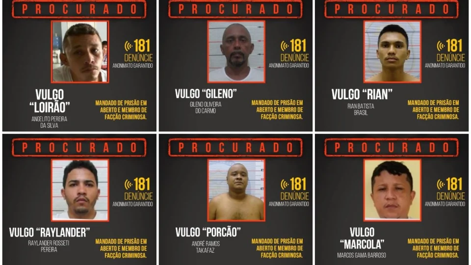 SSP-AM divulga imagens de seis membros de facções criminosas foragidos da Justiça