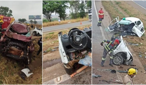 Carro parte ao meio durante acidente em rodovia de Goiânia