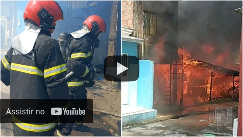VÍDEO: três casas são totalmente destruídas durante incêndio na Zona Sul de Manaus