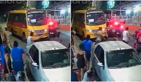 VÍDEO: casal em moto fica imprensado entre veículos durante acidente com ‘amarelinho’ em Manaus