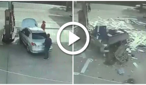 VÍDEO: idoso fica gravemente ferido após carro explodir em posto de combustíveis no Rio de Janeiro