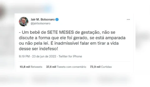 Bolsonaro critica aborto feito por criança de 11 anos que engravidou após estupro