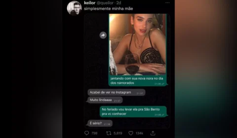 Homem de SC viraliza ao enviar foto de Dua Lipa em jantar romântico e ‘apresentá-la’ como namorada para mãe