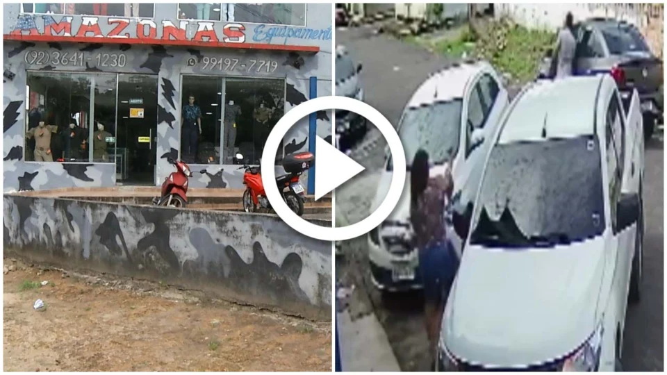 VÍDEO: na Zona Norte de Manaus, policial militar é assaltada e tenta efetuar disparos contra carro de suspeito