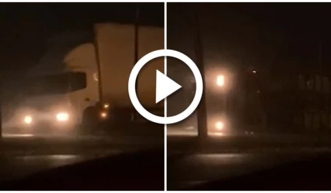 VÍDEO: com vento a 157 km/h, caminhão tomba com motorista dentro em Santa Catarina