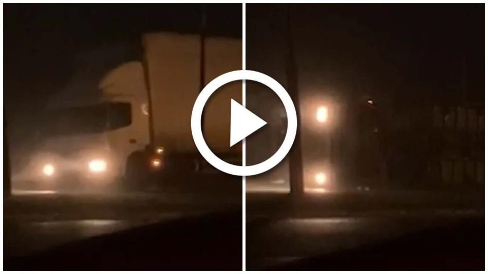VÍDEO: com vento a 157 km/h, caminhão tomba com motorista dentro em Santa Catarina