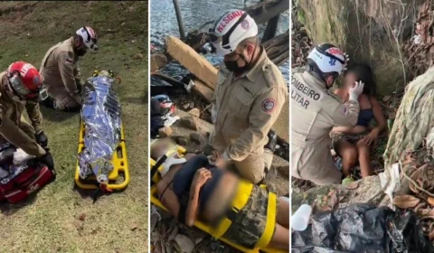Vídeo: mulher cai de barranco e é resgatada pelo Corpo de Bombeiros na Ponta Negra, em Manaus