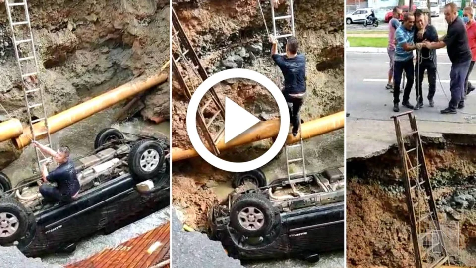 VÍDEO: cratera se abre em avenida de SP e engole carro com motorista