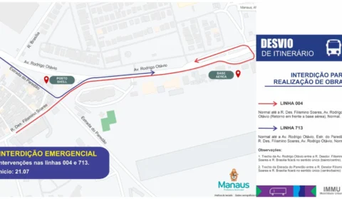 Trajeto em vias da Zona Sul de Manaus sofre alteração nesta sexta-feira (22/07); saiba mais