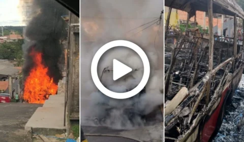 VÍDEO: micro-ônibus pega fogo no bairro Cidade Nova, Zona Norte de Manaus