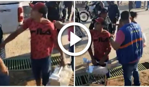 VÍDEO: fiscal da prefeitura agride vendedor de queijos na Ponta Negra, em Manaus