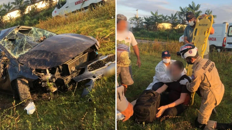 Homem fica ferido durante acidente de carro na rodovia AM-070, no Amazonas