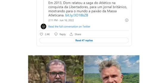 Atlético/MG lamenta mortes de indigenista e jornalista no Amazonas