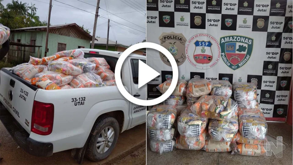 VÍDEO: polícia recupera cestas básicas desviadas da FUNAI em Jutaí, no interior do AM