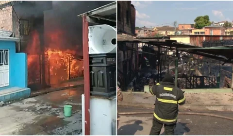 VÍDEO: fogo destrói casas de madeira na Zona Sul de Manaus