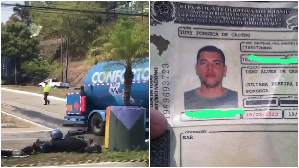 Jovem morre esmagado por caminhão ao cair de moto em Manaus