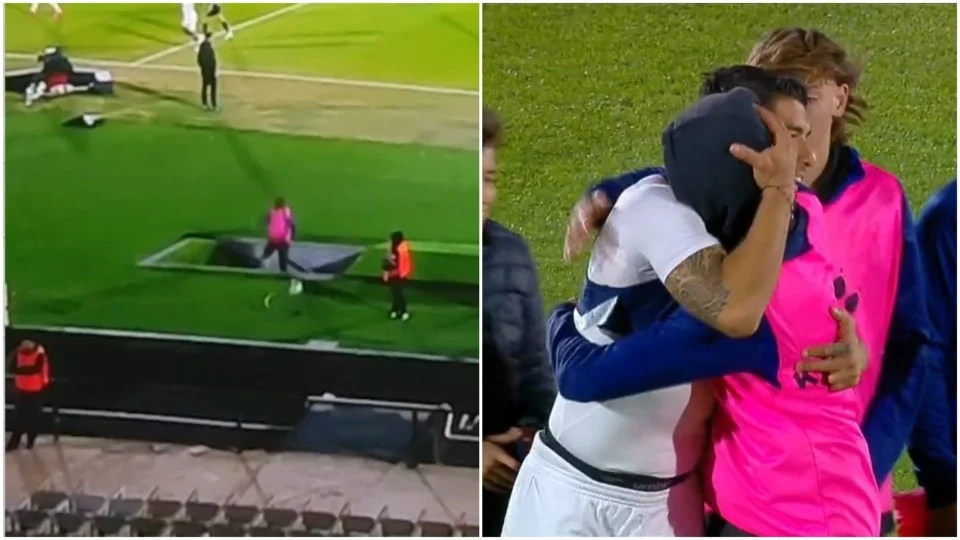 Vídeo: gandula cai em túnel ao tentar pegar a bola em jogo no Uruguai