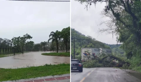 Chuva causa alagamentos, deslizamentos e bloqueios no trânsito em SC