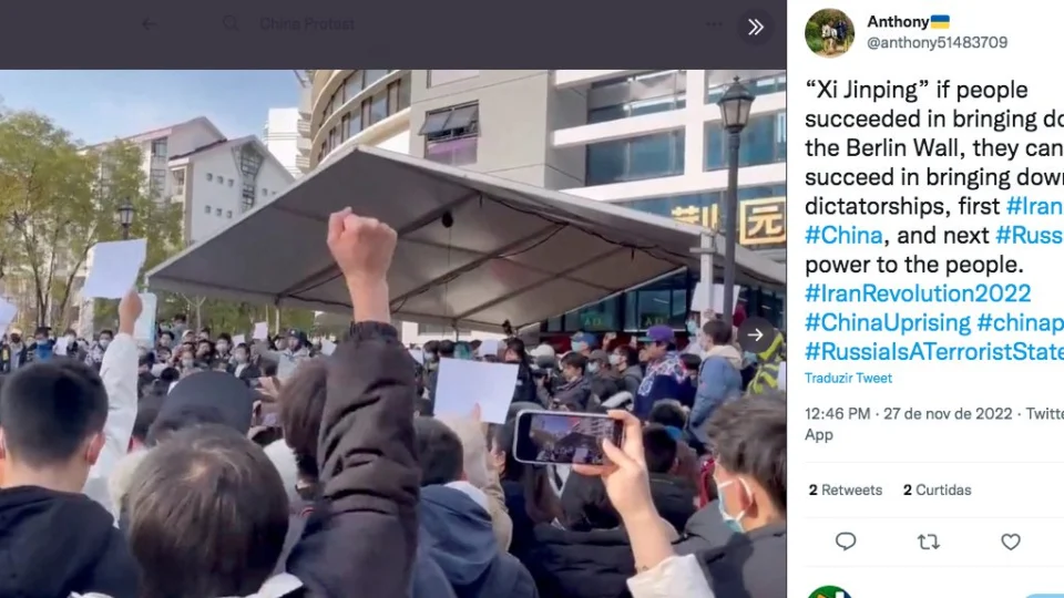 Covid-19: manifestantes pedem liberdade em protestos contra lockdown na China