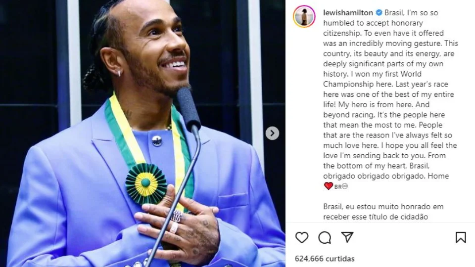 Lewis Hamilton agradece título de cidadão do Brasil