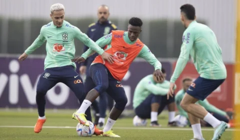 Tite comanda terceiro treino da seleção brasileira no CT da Juventus, em Turim, na Itália