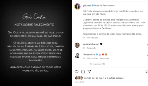 Gal Costa: velório de cantora será aberto ao público em São Paulo no dia 11