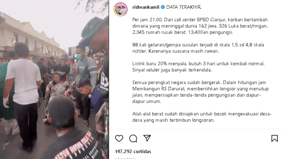 Sobe para 160 número de mortos em terremoto em Jacarta, Indonésia