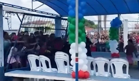 VÍDEO: tumulto e queda de portão marcam disputa por bolo de aniversário de cidade no MA