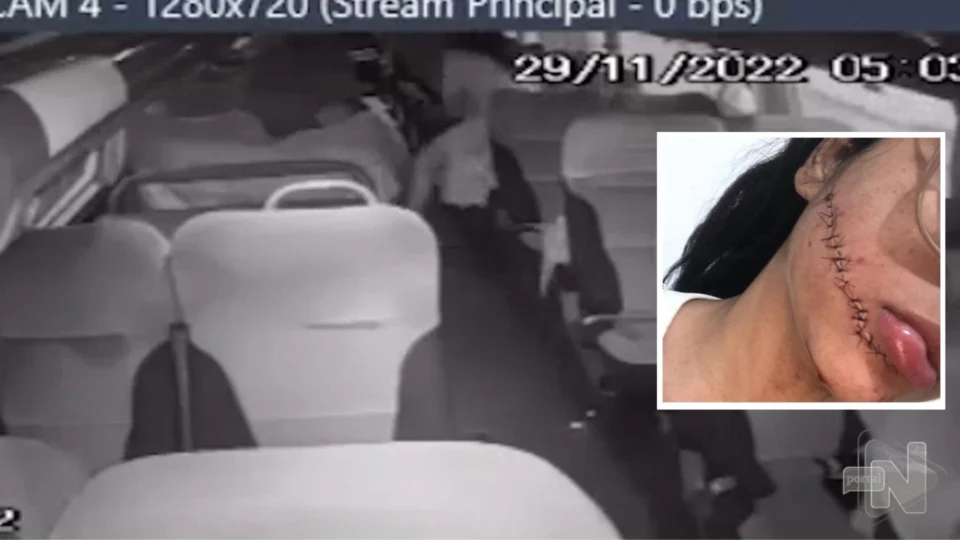 Vídeo mostra momento em jovem tem rosto cortado em ônibus na Bahia