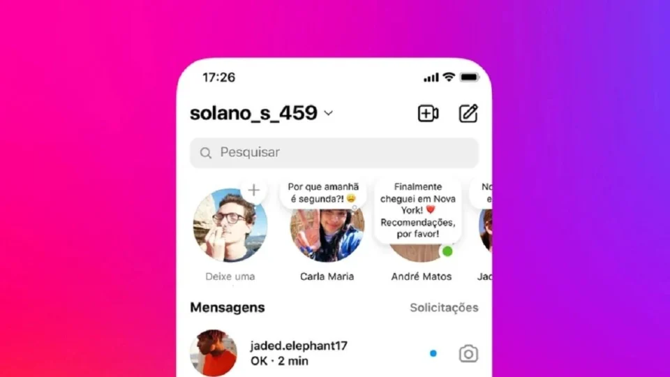 Instagram lança função de criar ‘notas’ em aba de mensagens com duração de 24h