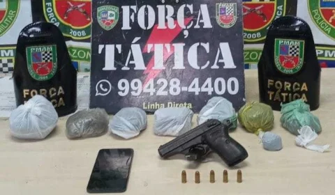 Jovem é preso com pistola e drogas na Zona Norte de Manaus