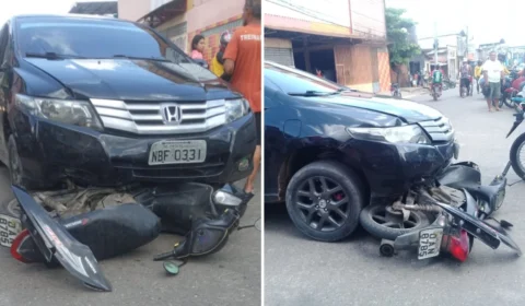 Mulher é arremessada de moto em grave acidente em Tefé, no Amazonas