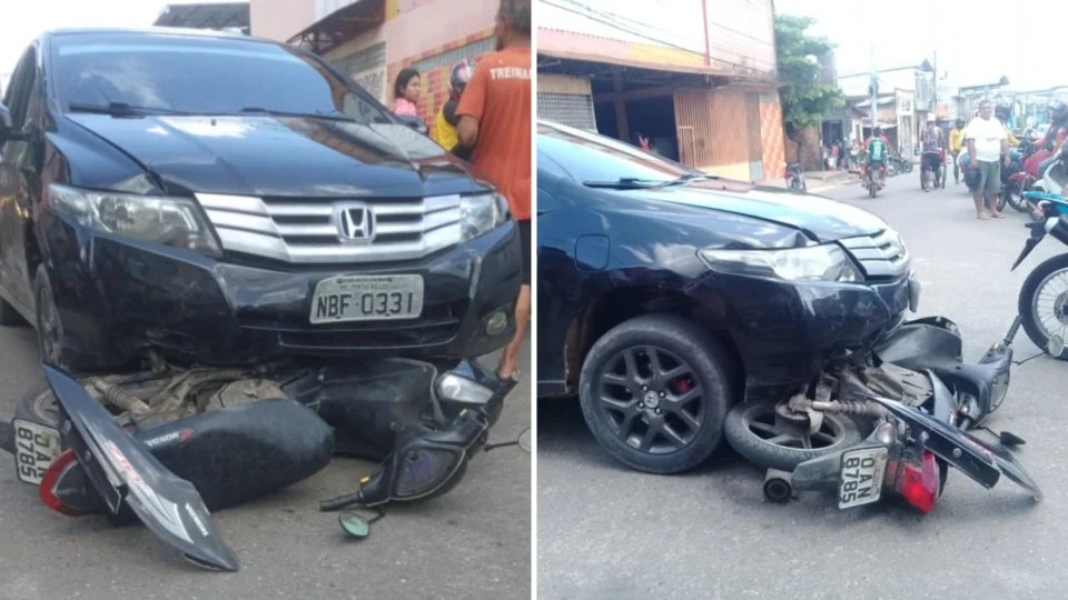 Mulher é arremessada de moto em grave acidente em Tefé, no Amazonas