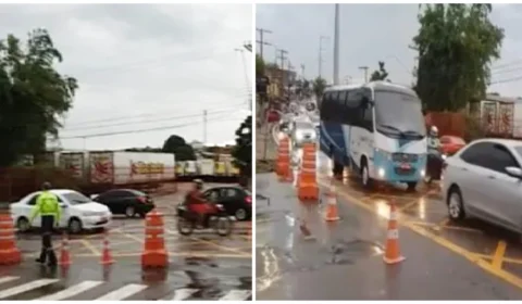 Trânsito: chuva causa transtorno em várias vias de Manaus nesta quinta-feira