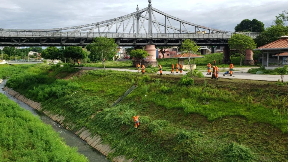 Ação de limpeza é realizada no igarapé Mestre Chico em Manaus