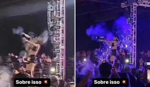 DJ Flavinha dispara canhão de confetes no rosto e sofre queimadura, em SC